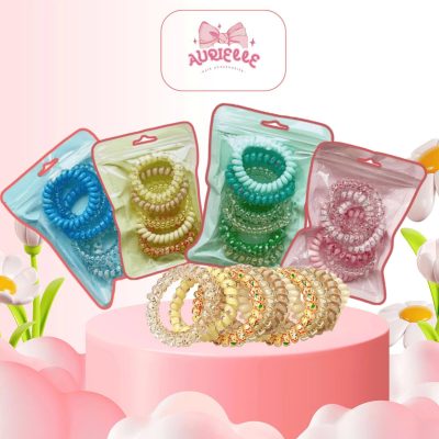 Dây buộc tóc lò xo Aurielle trong suốt nhẹ êm chống rối tóc