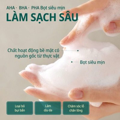 Sữa rửa mặt tẩy da chết AHA BHA PHA tạo bọt siêu mịn giúp làm sạch sâu và chăm sóc lỗ chân lông